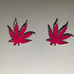 Lucien Pellat Finet Pink Pot leaf earrings